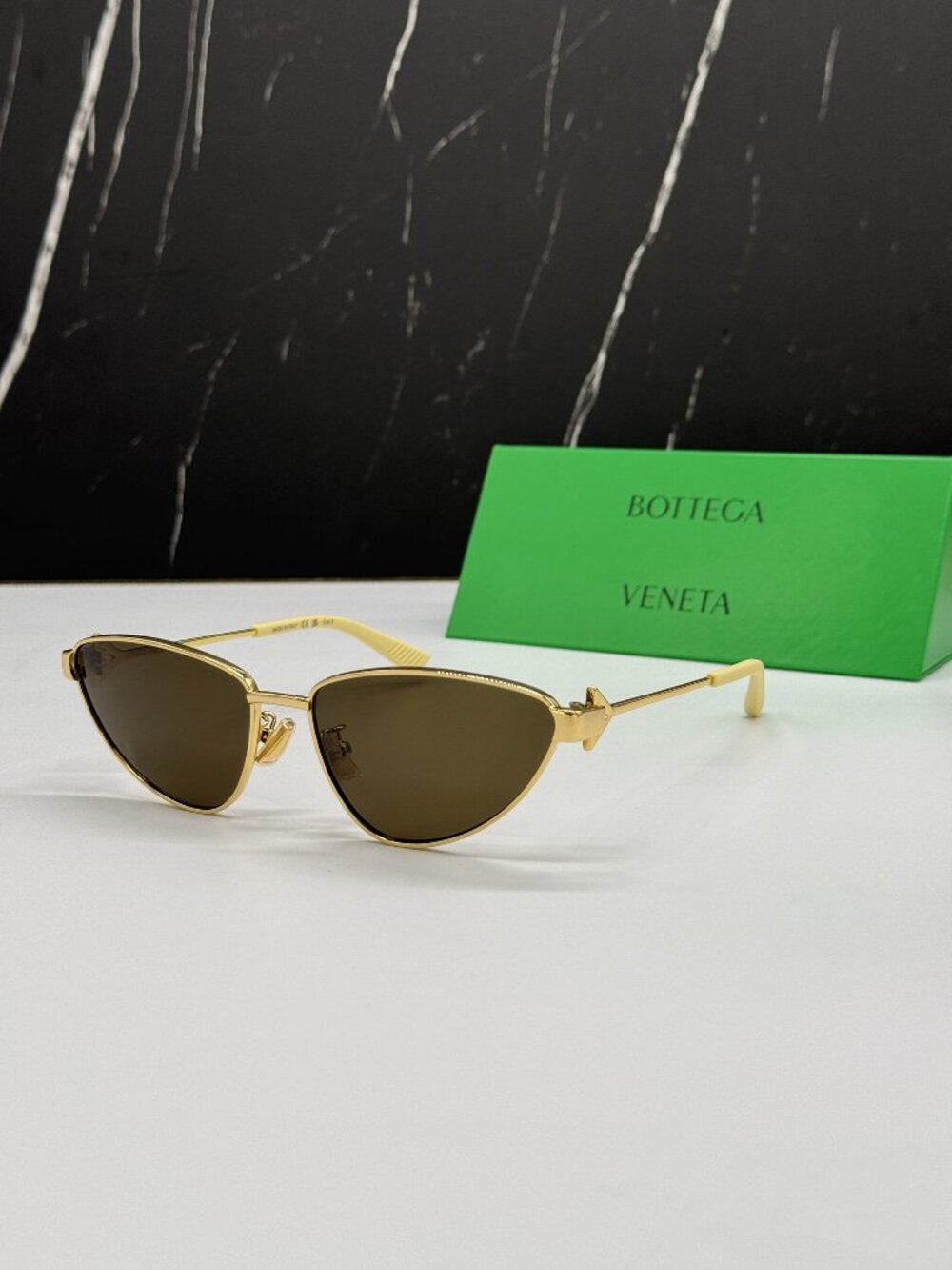 NEW BOTTEGA VENETA BV1186S 002 CAT EYE BROWN GOLD SUNGLASSES BOTTEGA VENETA